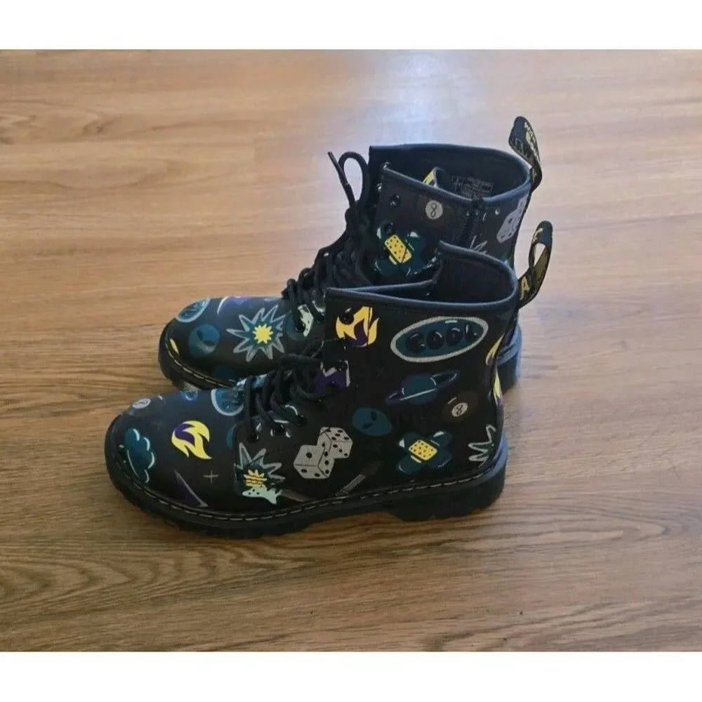 Dr Martens Kids 1460 Sticker Print Leather Lace Up Boots Size 5 Display Unit